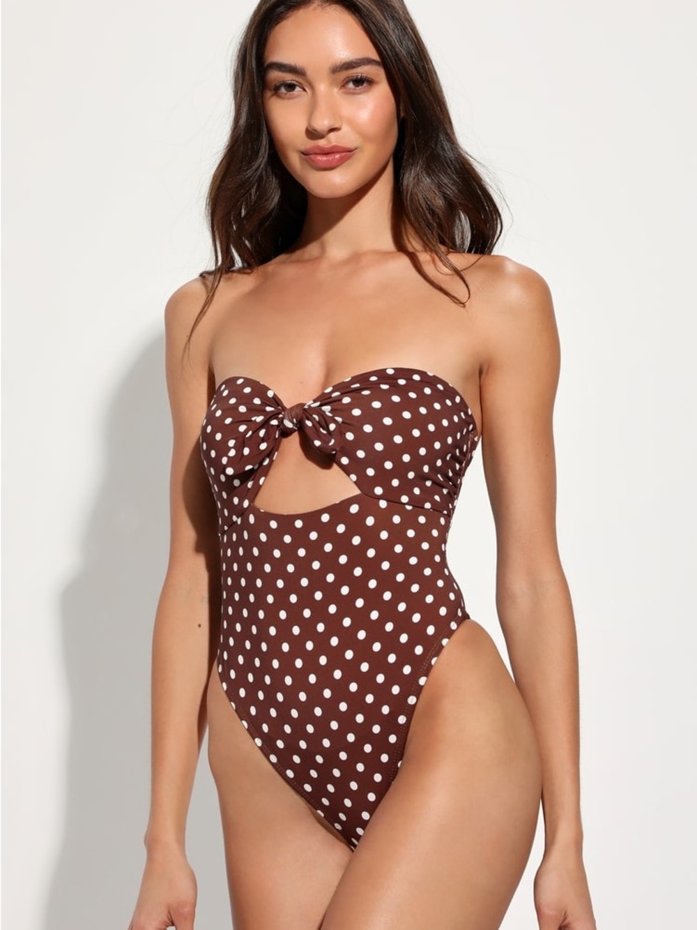 Dippin' Daisy's Brown and White Polka Dot One-Piece Swimsuit